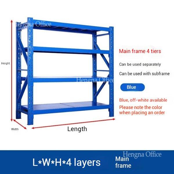 OEM Heavy-Duty Cold-Rolled Steel Storage Rack with 4 Tiers | Industrial Shelving for Factories, Retail Backrooms & Inventory Rooms