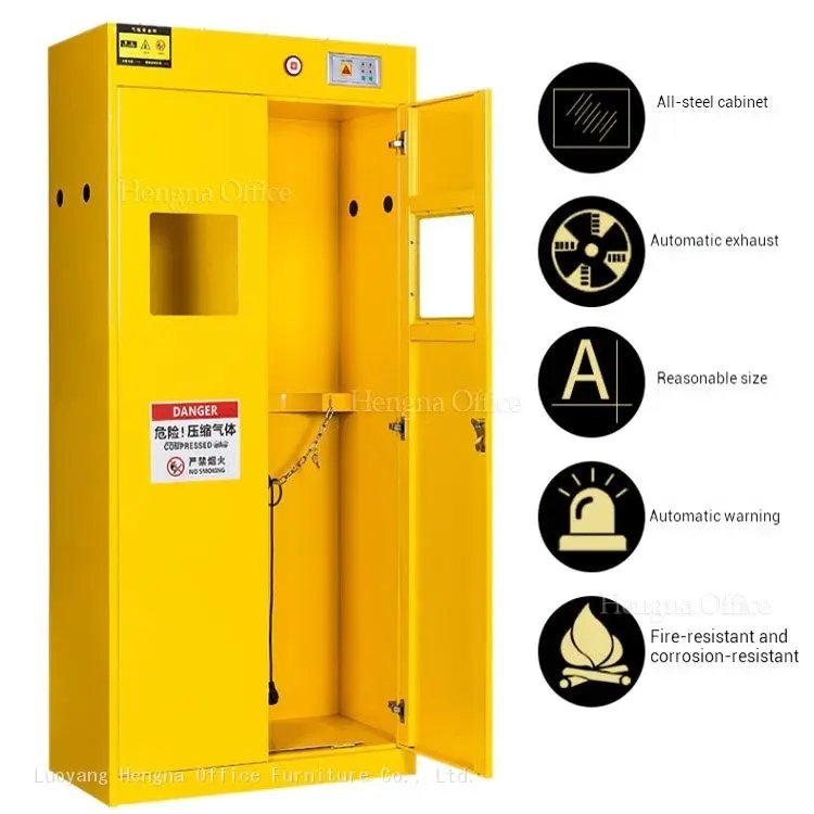 All-steel Gas Cylinder cabinet with automatic exhaust, automatic warning, and fire-resistant and corrosion-resistant properties