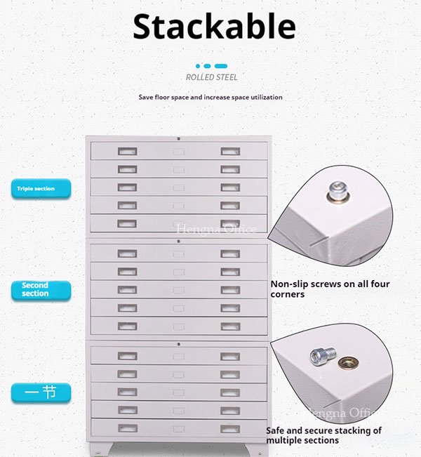 Professional Large-Format Blueprint Storage Cabinet with Locking System & Steel Construction | A1/A0 Plan Organizer for Offices & Libraries