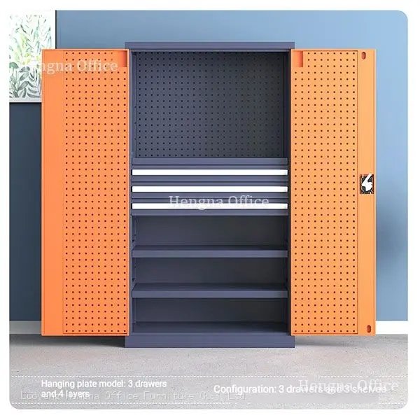 the orange color of tool cabinet