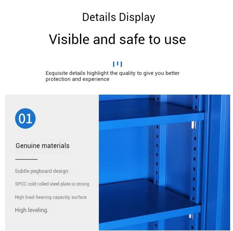 Detail defines durability. Every cabinet is built with genuine SPCC cold-rolled steel—strong, level, and load-ready. From subtle pegboard patterns to reinforced seams, we deliver protection you can see and trust