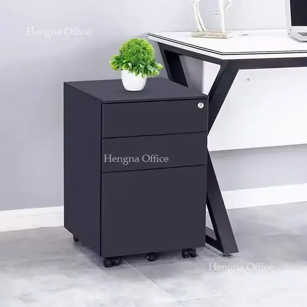 Black Vertical Filing Cabinet in office