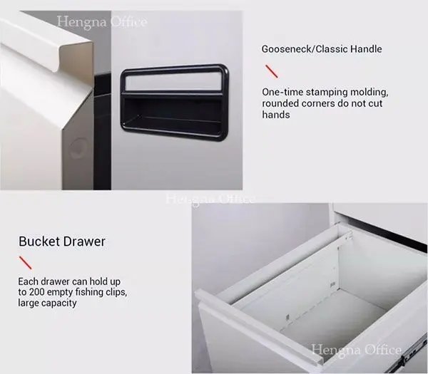 The 4-Drawer Vertical Filing Cabinet with gooseneck/ classic handle and bucket drawer