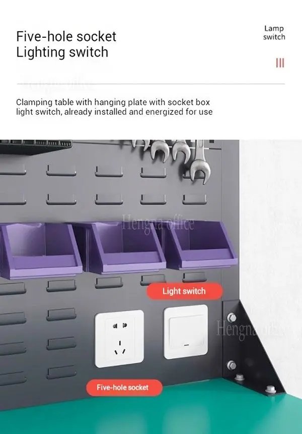 Five hole socket to support using your tools and the Lamp switch to help you control light easily