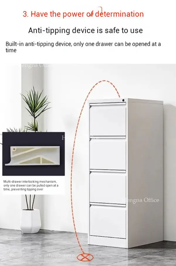 4-Drawer Vertical Filing Cabinet with anti-tipping device