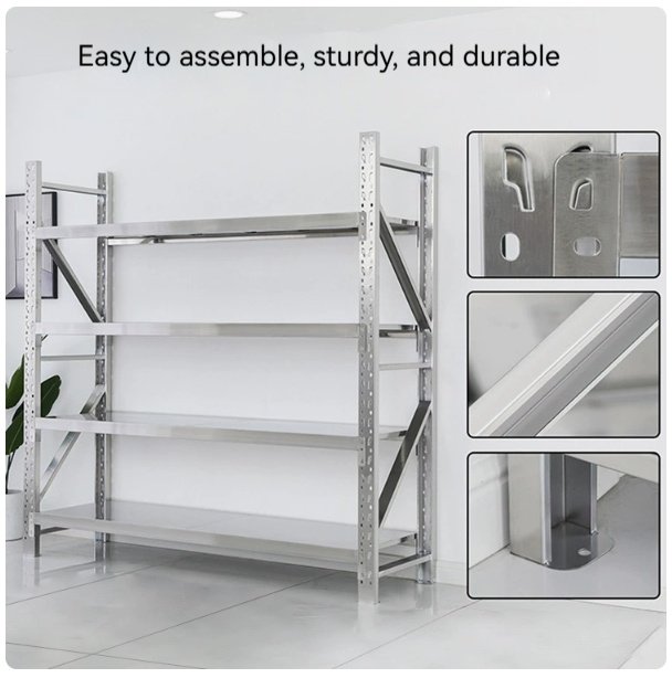 Heavy Duty Stainless Steel Workshop Rack — 500kg Modular Boltless Shelving for Garage & Workshop